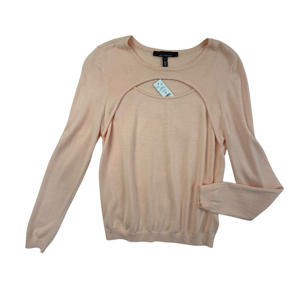 White House Black Market NEW Cashmere Blend Sweater Medium Peach Cut Out Neck